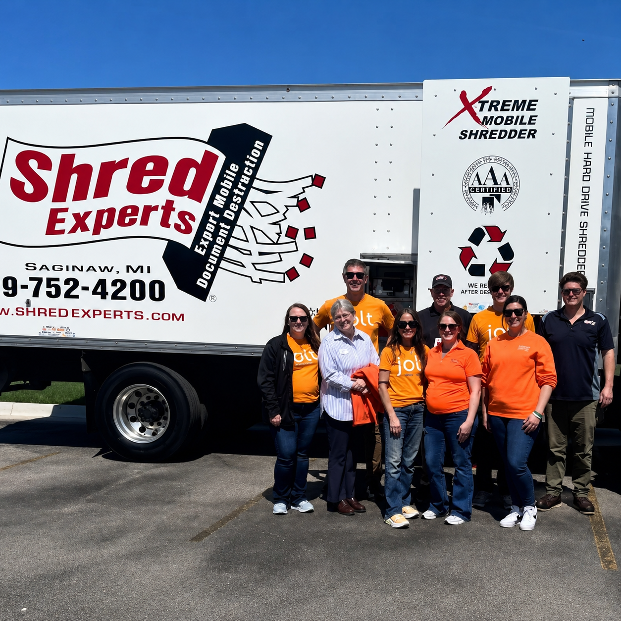 Jolt employees at the State st branch for member shred