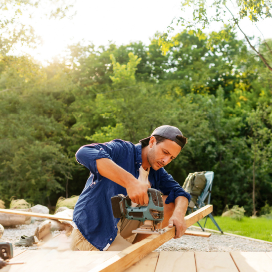 Man building deck