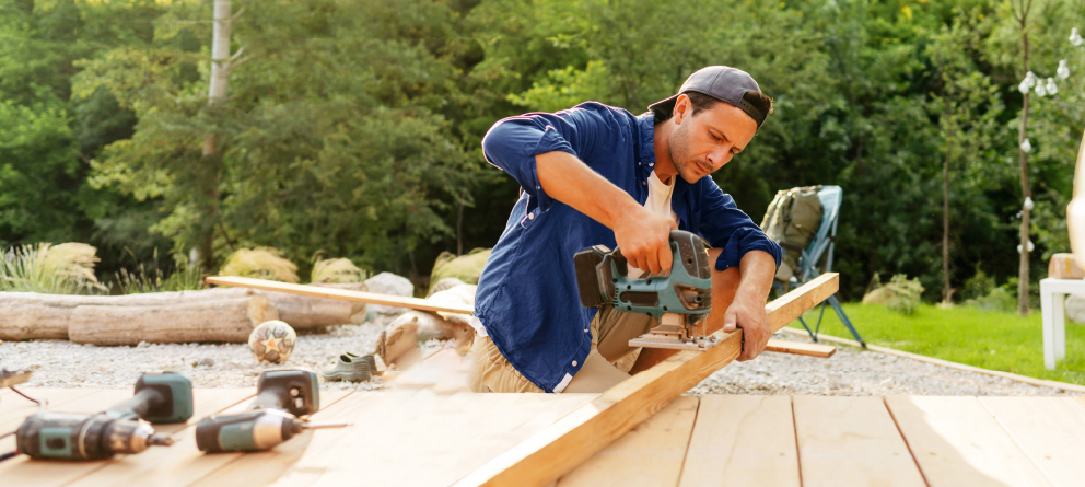 Man building deck