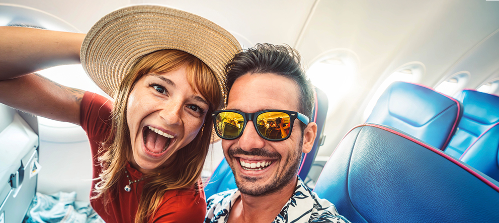 couple on airplane