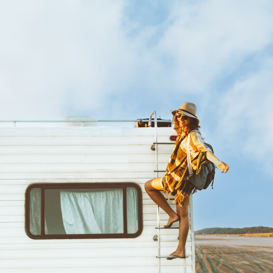 Woman standing on RV