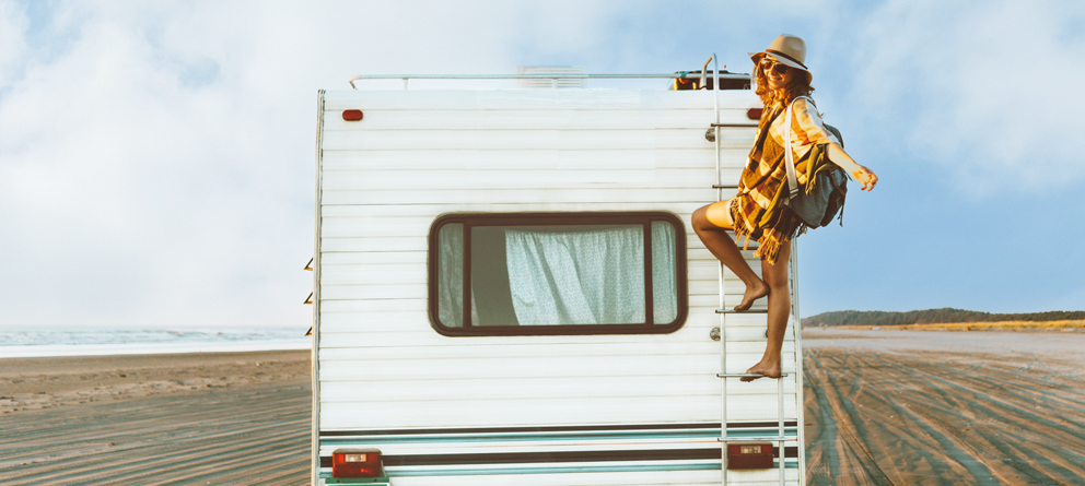 Women standing on RV
