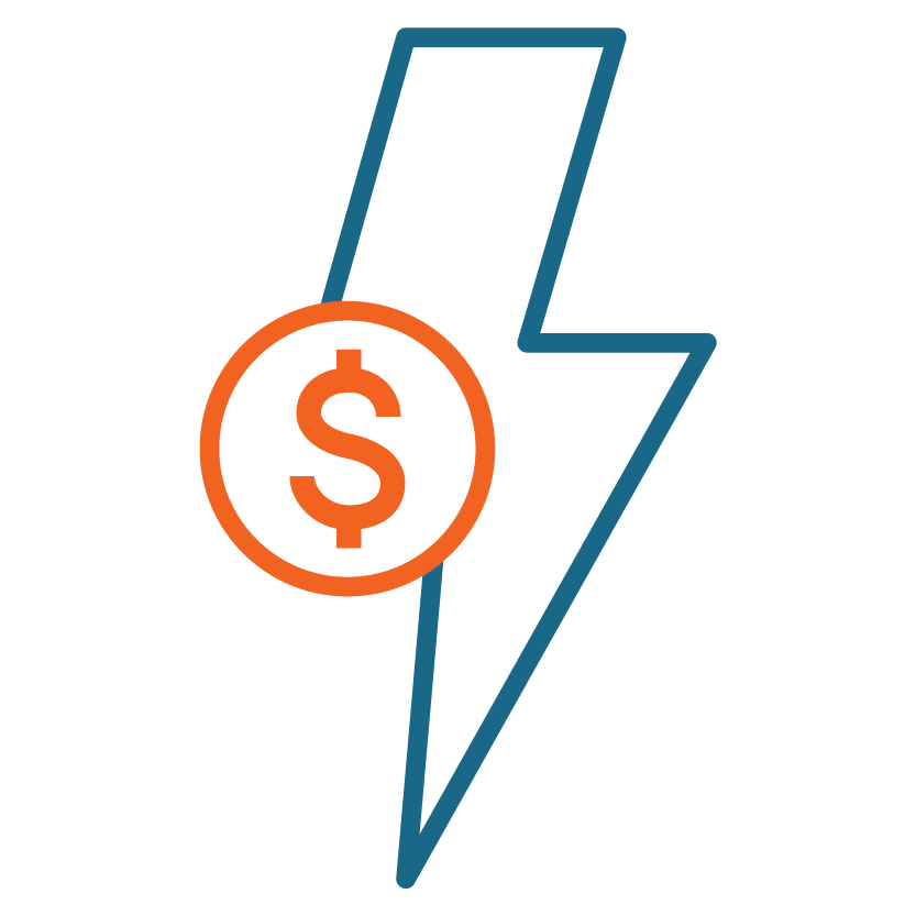 lightning bolt and money