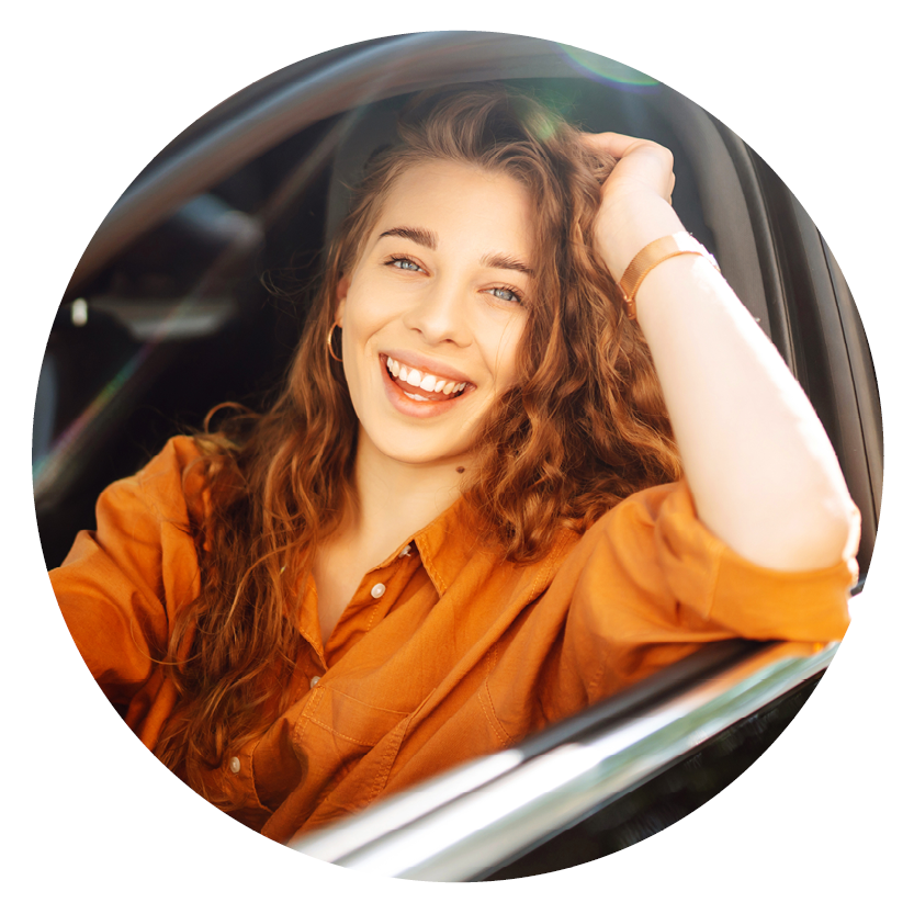 Girl sitting in car