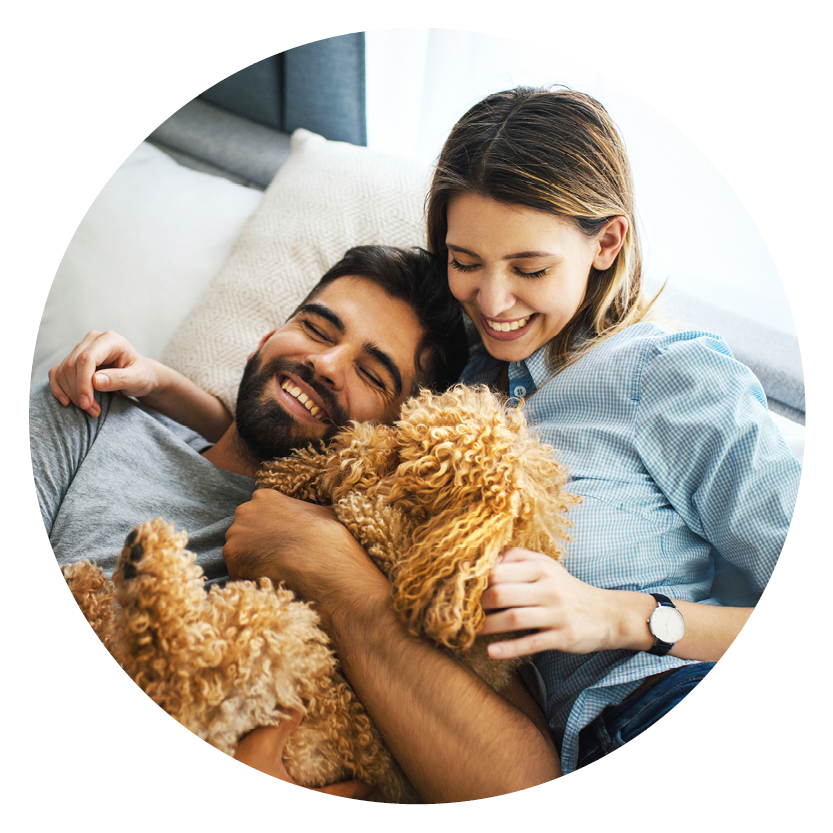 Couple with dog