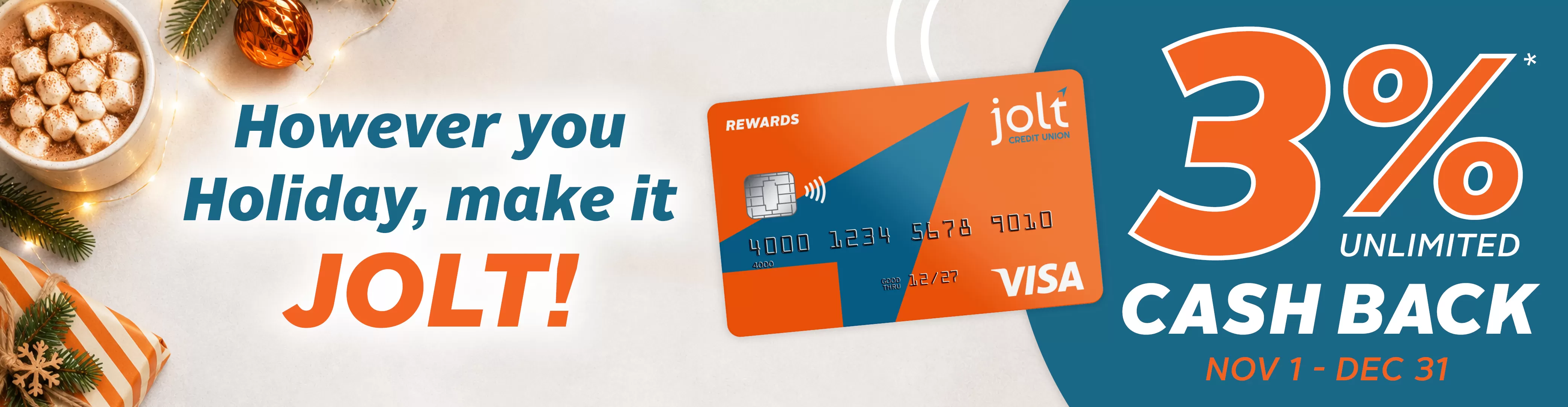 3% Cash Back Visa holiday Ad